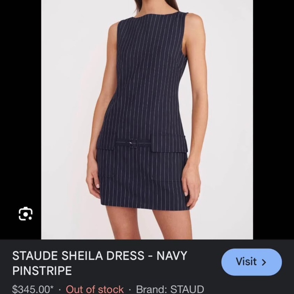 STAUD Navy Pin Striped Mini Dress